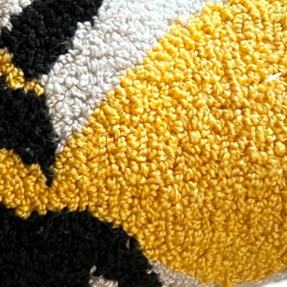 NWOT! Hooked Bee Pillow Honeybee Decor Yellow Black Textured Throw Pillow 16x14 - Picture 4 of 13